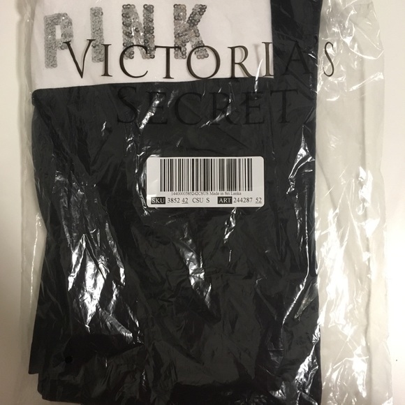 🆕VICTORIA’S SECRET PINK - BLACK BLING YOGA PANTS - S - NWT - Picture 2 of 12